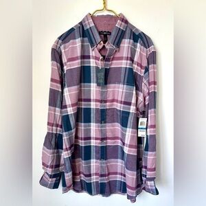 NWT Club Room Purple Blue Plaid Woven Long Sleeve Button Up Shirt Men’s XL